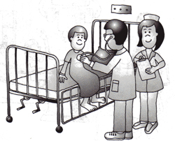 Os médicos e as enfermeiras trabalham no hospital para que você fique bom logo, e você receberá remédios sempre que precisar ou sentir dor.